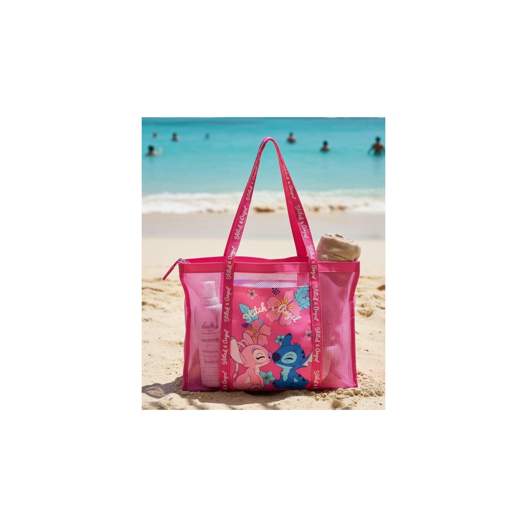 Bolsa playa rejilla Angel & Stitch Disney