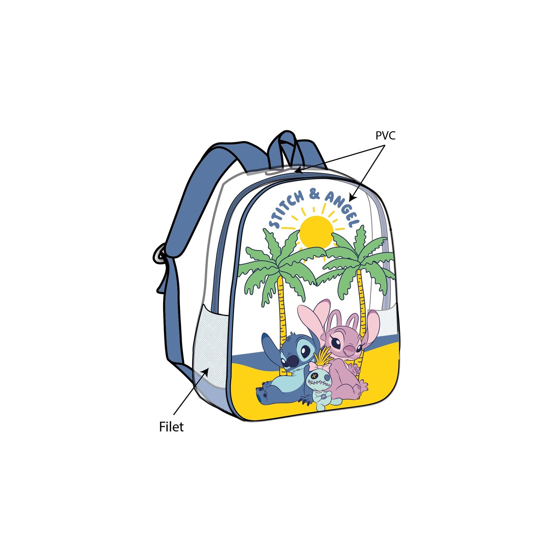 Mochila Angel & Stitch Disney 31cm