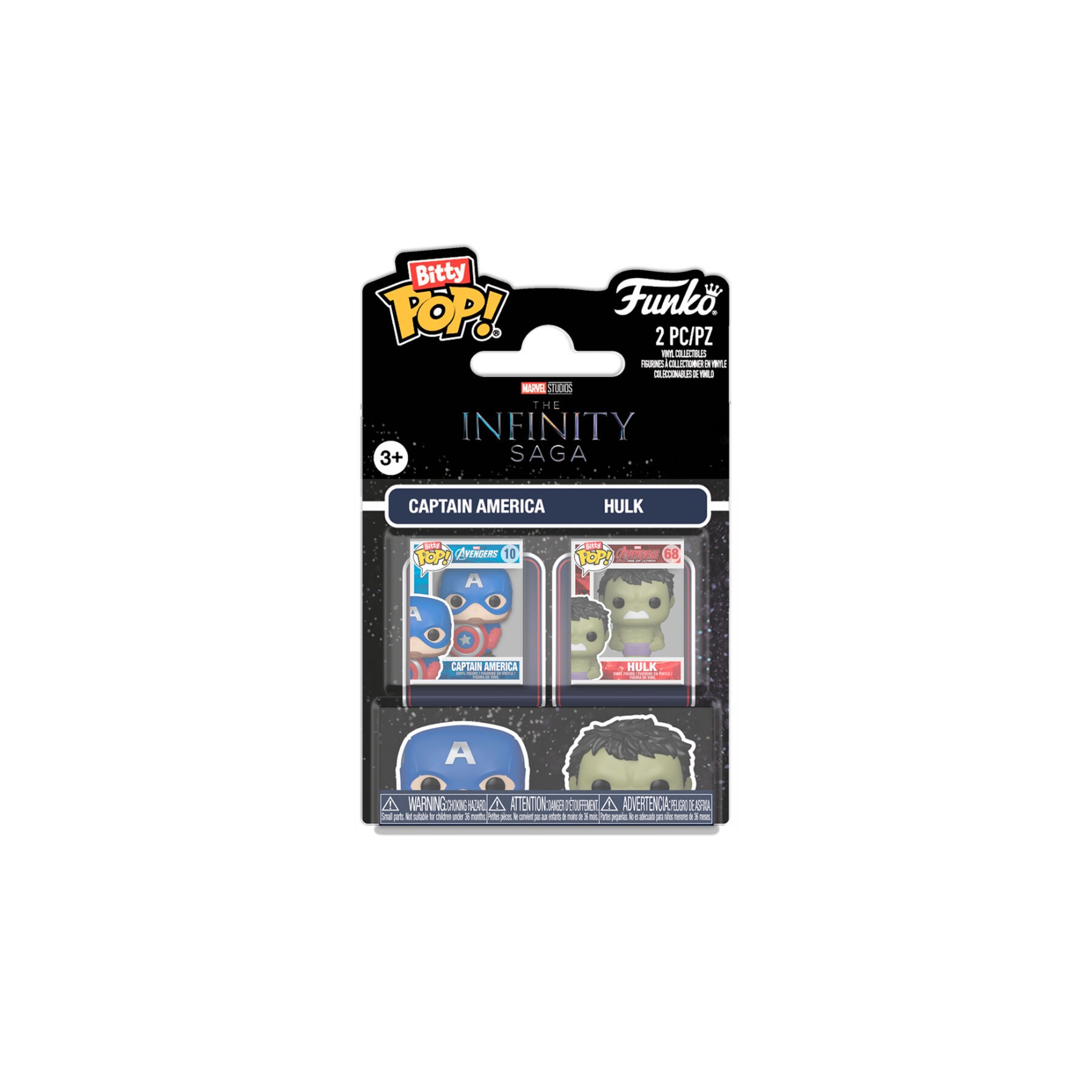 Blister 2 figuras Bitty POP Marvel Infinity Saga Capitan America & Hulk