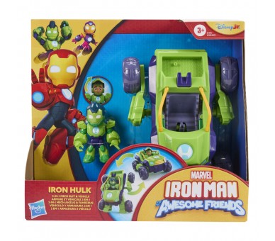 Figura + Vehiculo Hulk Iron Man y Su Superequipo Marvel