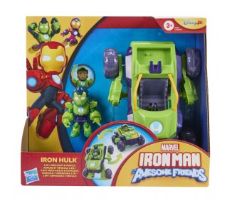 Figura + Vehiculo Hulk Iron Man y Su Superequipo Marvel