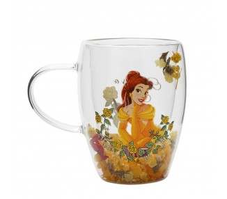 Taza cristal flores secas Bella Princesas Disney