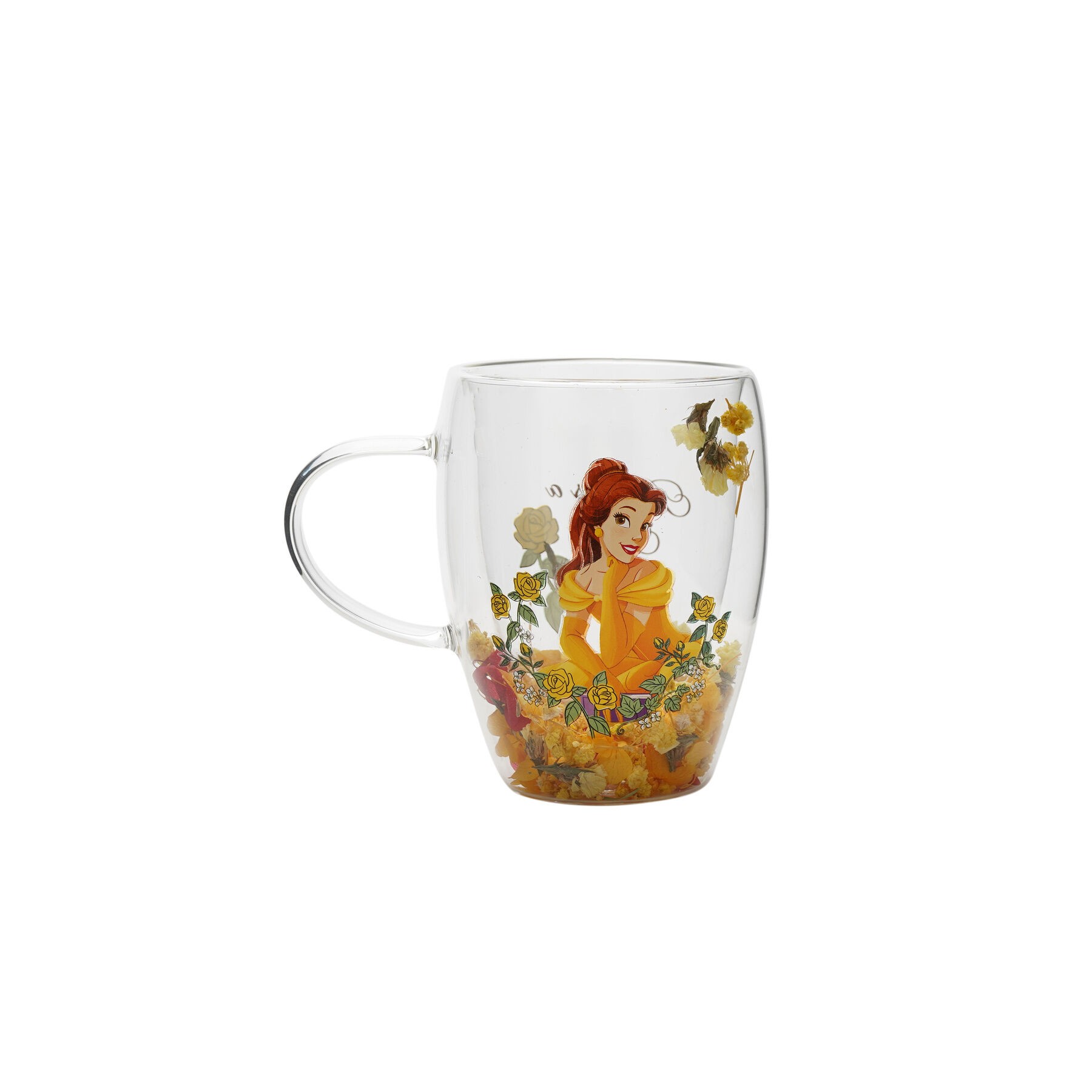 Taza cristal flores secas Bella Princesas Disney