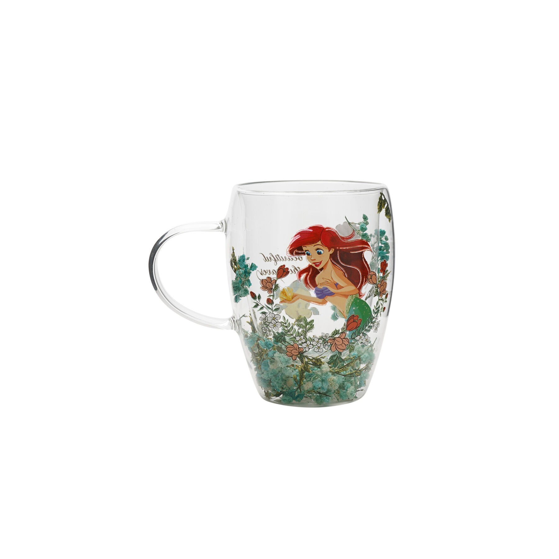 Taza cristal flores secas Ariel Princesas Disney