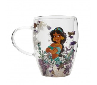 Taza cristal flores secas Jasmine Princesas Disney