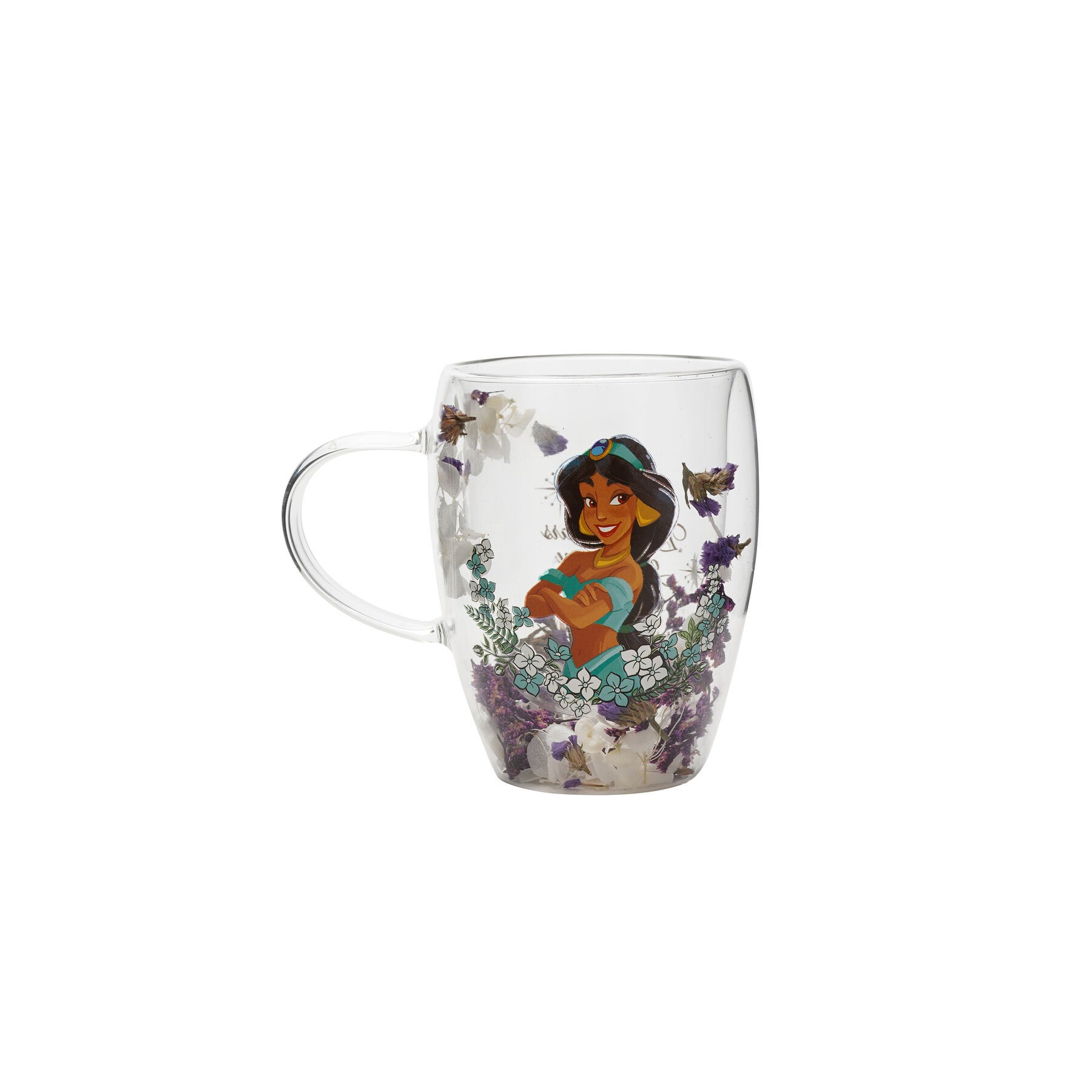 Taza cristal flores secas Jasmine Princesas Disney