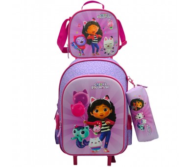 Set Trolley + portatodo + bolsa portameriendas La Casa de Muñecas de Gabby