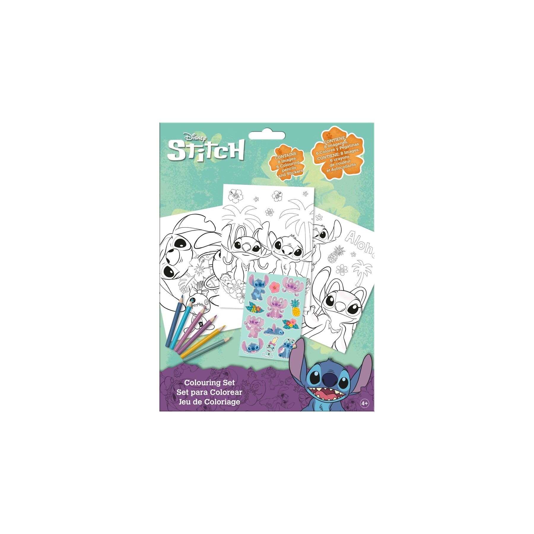 Set colorear pegatinas Stitch Disney