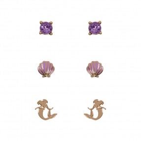Set 3 Pares de pendientes La Sirenita Disney