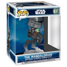 Figura POP Rides Deluxe Star Wars Mandalorian & Grogu The Mandalorian with Grogu in Imperial Remnant AT-RT