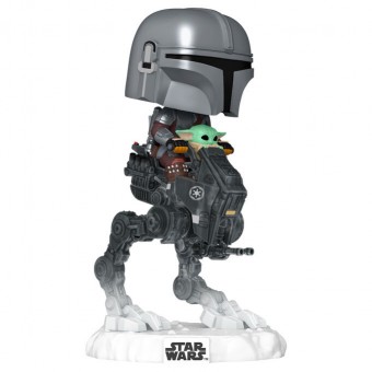 Figura POP Rides Deluxe Star Wars Mandalorian & Grogu The Mandalorian with Grogu in Imperial Remnant AT-RT