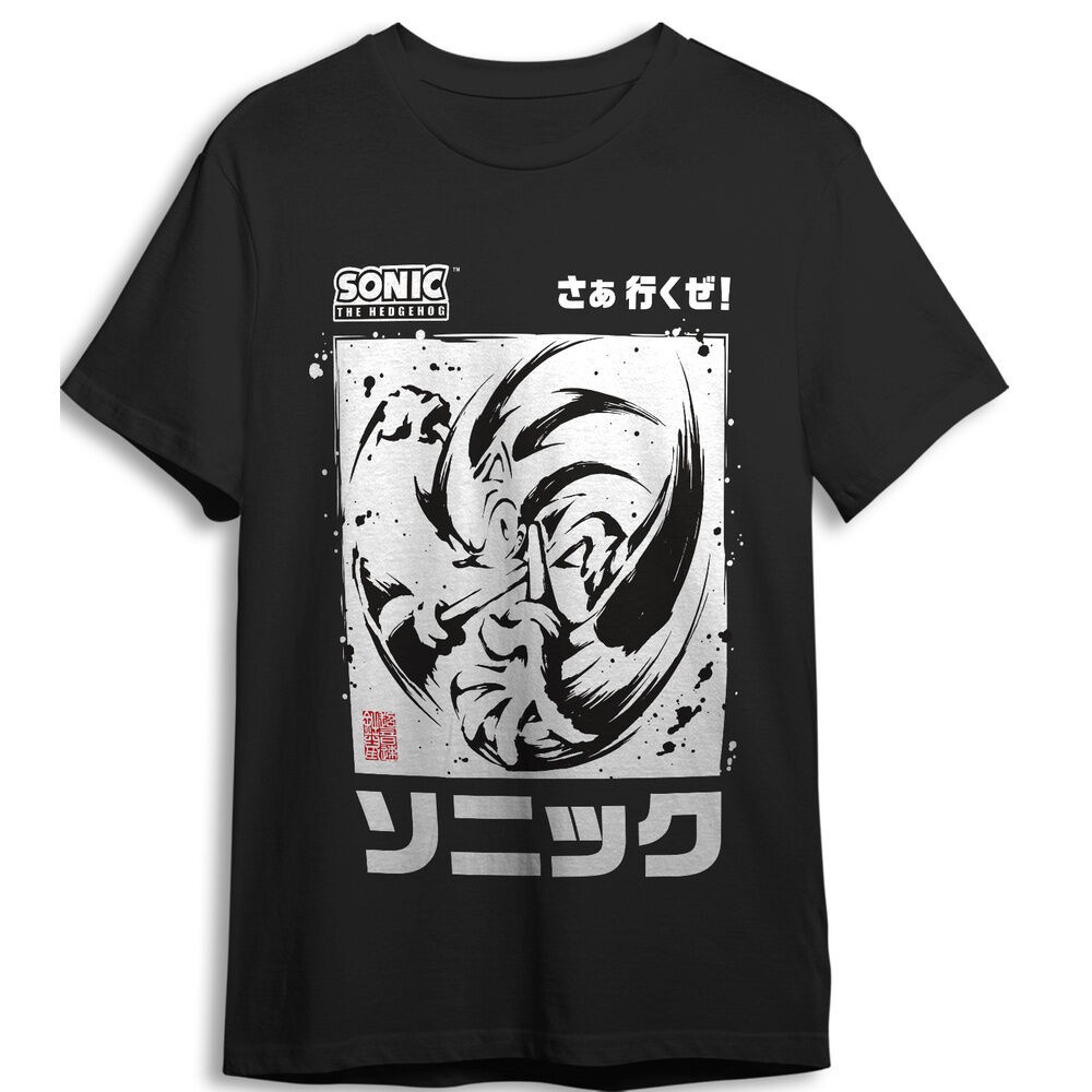 Camiseta Black Brush Sonic the Hedgehog adulto
