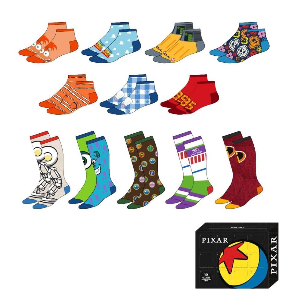 Set 12 pares calcetines Disney Pixar adulto surtido