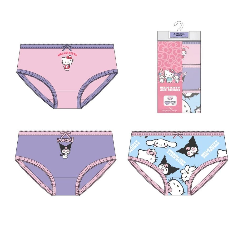 Set 3 braguitas Hello Kitty and Friends surtido