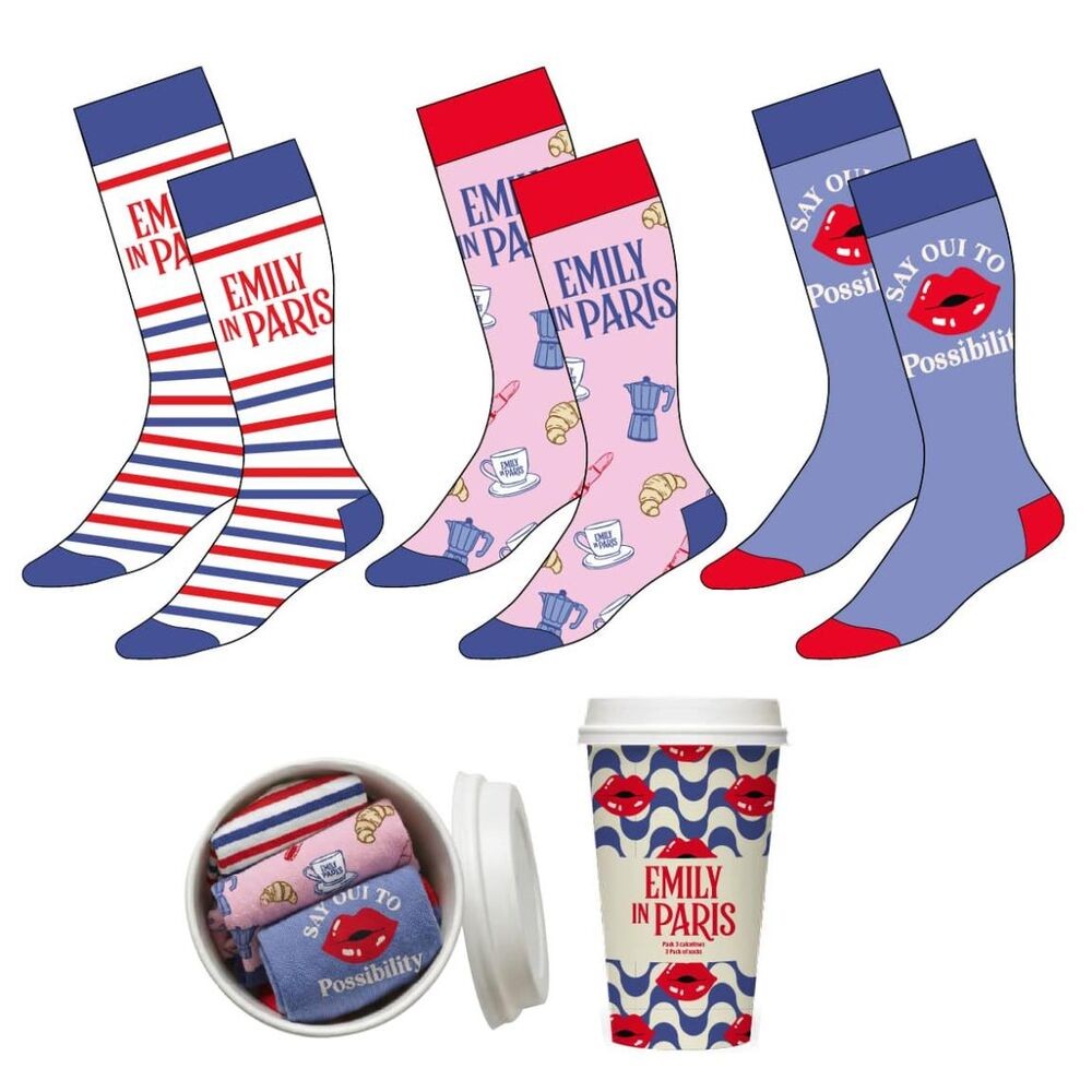 Set 3 pares calcetines Emily en Paris adulto surtido