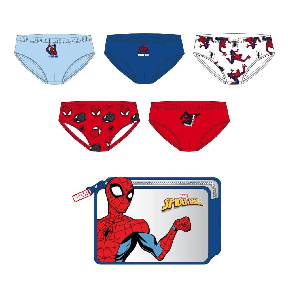 Set neceser 5 calzoncillos Spiderman Marvel surtido