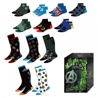Set 12 pares calcetines Los Vengadores Avengers Marvel adulto surtido