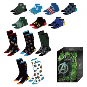 Set 12 pares calcetines Los Vengadores Avengers Marvel adulto surtido