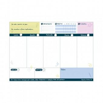Planificador semanal productividad A4 Pedrita Parker