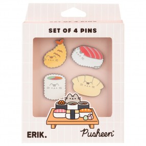 Set 4 pins Sushi Roll Pusheen