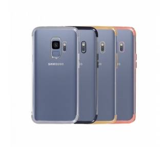 Funda Silicona Samsung Galaxy S9 gel Transparente con el borde metalizado - 4 Colores