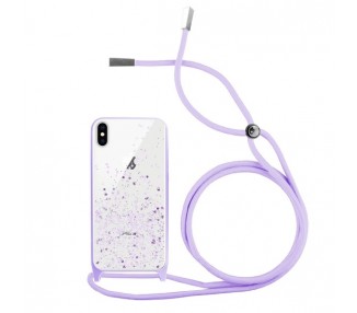 Funda Brillantina con Cordón iPhone Xs Max con Borde de Color