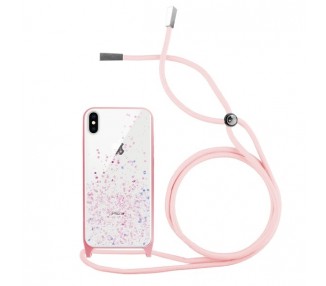 Funda Brillantina con Cordón iPhone Xs Max con Borde de Color