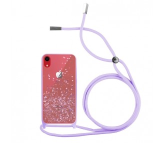 Funda Brillantina con Cordón iPhone XR con Borde de Color