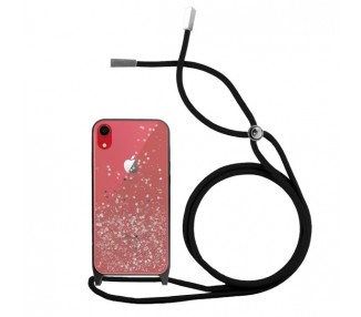 Funda Brillantina con Cordón iPhone XR con Borde de Color