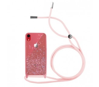 Funda Brillantina con Cordón iPhone XR con Borde de Color