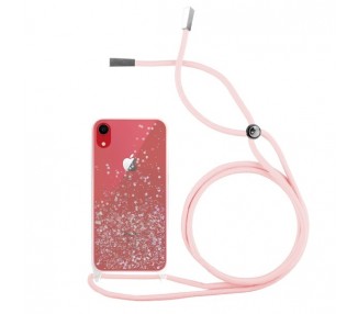 Funda Brillantina con Cordón iPhone XR con Borde de Color