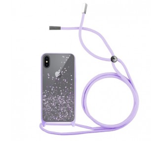 Funda Brillantina con Cordón iPhone X/Xs con Borde de Color