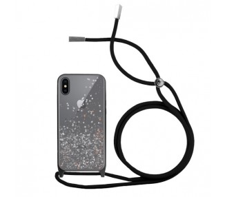 Funda Brillantina con Cordón iPhone X/Xs con Borde de Color