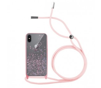 Funda Brillantina con Cordón iPhone X/Xs con Borde de Color