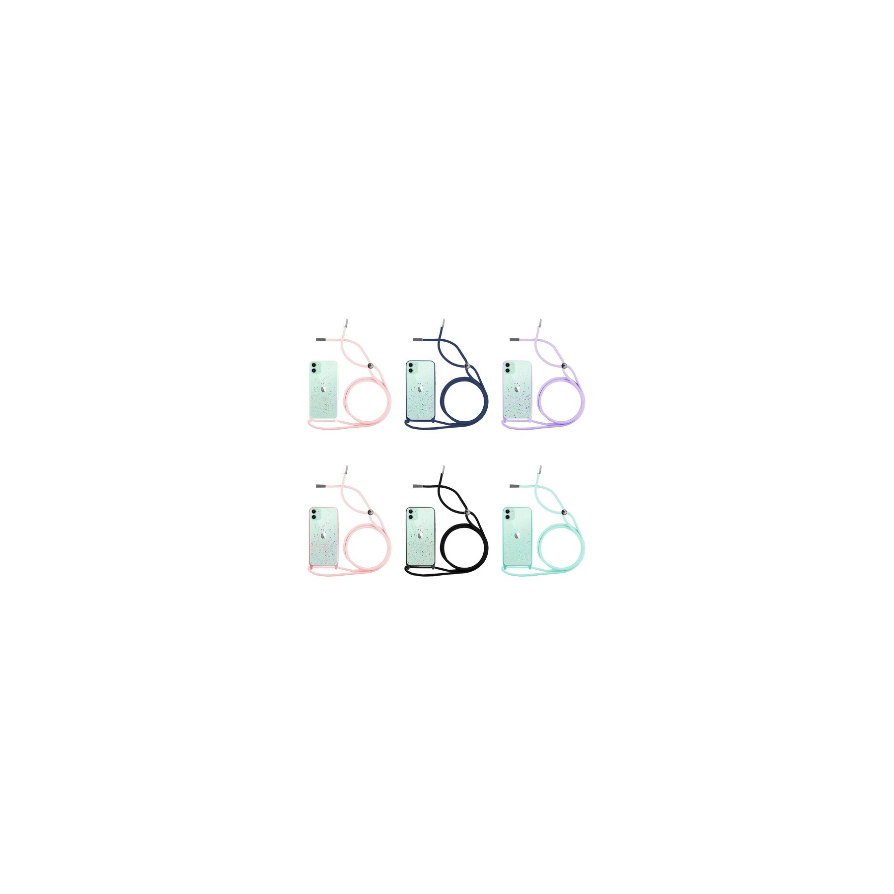 Funda Brillantina con Cordón iPhone 11 con Borde de Color