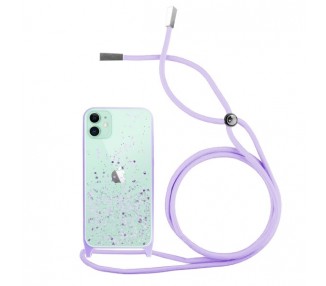 Funda Brillantina con Cordón iPhone 11 con Borde de Color