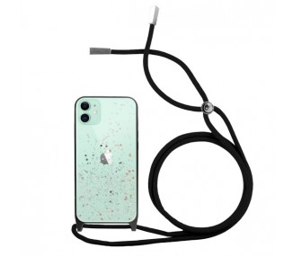 Funda Brillantina con Cordón iPhone 11 con Borde de Color