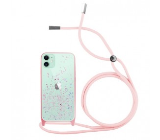 Funda Brillantina con Cordón iPhone 11 con Borde de Color