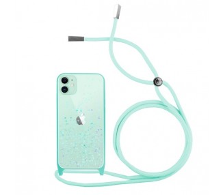 Funda Brillantina con Cordón iPhone 11 con Borde de Color