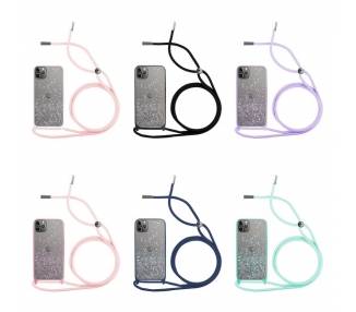 Funda Brillantina con Cordón iPhone 11 Pro Max con Borde de Color