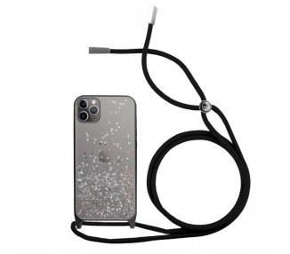Funda Brillantina con Cordón iPhone 11 Pro Max con Borde de Color