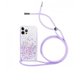 Funda Brillantina con Cordón iPhone 12 Pro Max con Borde de Color