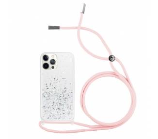 Funda Brillantina con Cordón iPhone 12 Pro Max con Borde de Color