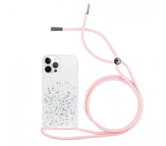 Funda Brillantina con Cordón iPhone 12 Pro Max con Borde de Color