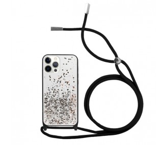 Funda Brillantina con Cordón iPhone 12/12Pro con Borde de Color