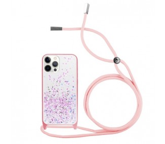 Funda Brillantina con Cordón iPhone 12/12Pro con Borde de Color