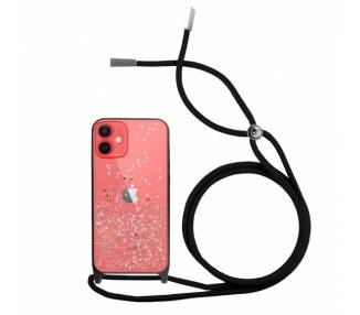 Funda Brillantina con Cordón iPhone 12 Mini con Borde de Color