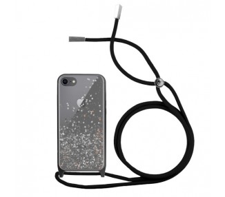 Funda Brillantina con Cordón iPhone 7/8/SE con Borde de Color