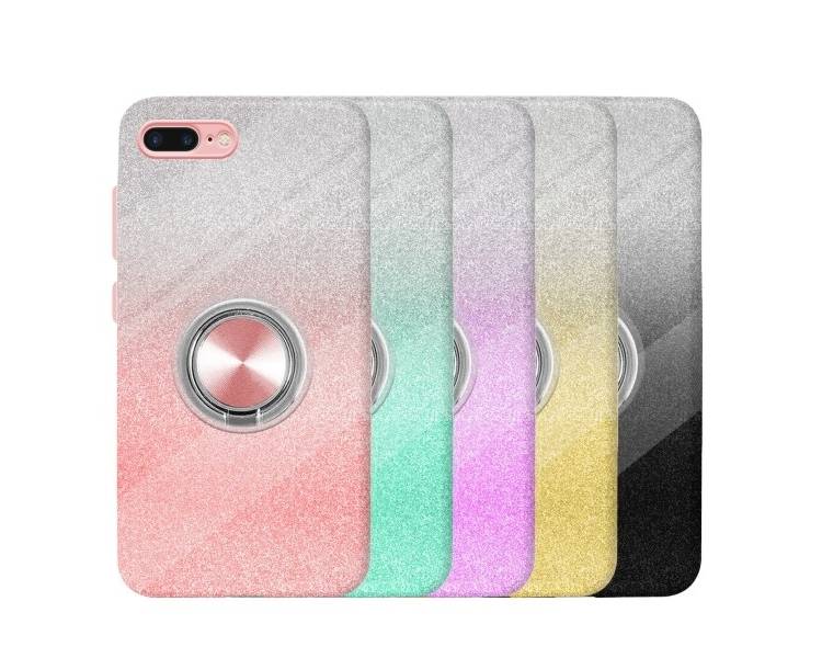 Funda Silicona Brillante iPhone 7/8 Plus con Imán y Soporte de Anilla 360º 5 Colores
