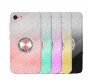 Funda Silicona Brillante iPhone 7/8/SE con Imán y Soporte de Anilla 360º 5 Colores